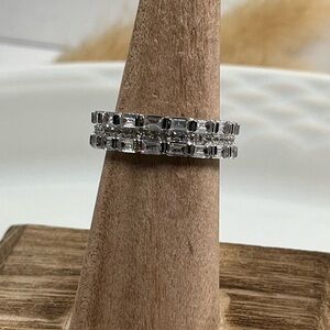 925 Sterling Silver Rhodium Plated CZ Stacker Eternity Ring Size 6.75